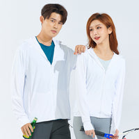 Unisex Summer Ice Silk Sun Protection Jacket with Detachable Wide Brim Hood