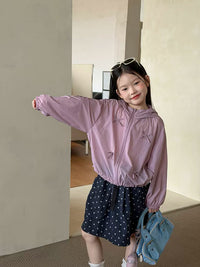 Girls' UPF 50+ Sun Protection Jacket with Bows - Lightweight Summer Outerwear