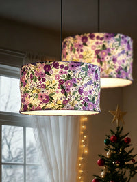Vintage Floral Fabric Lampshade Pendant Light for Bedroom Study