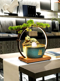 Feng Shui Money Frog Pixiu Water Fountain Ornament for Living Room Office Desktop Decor