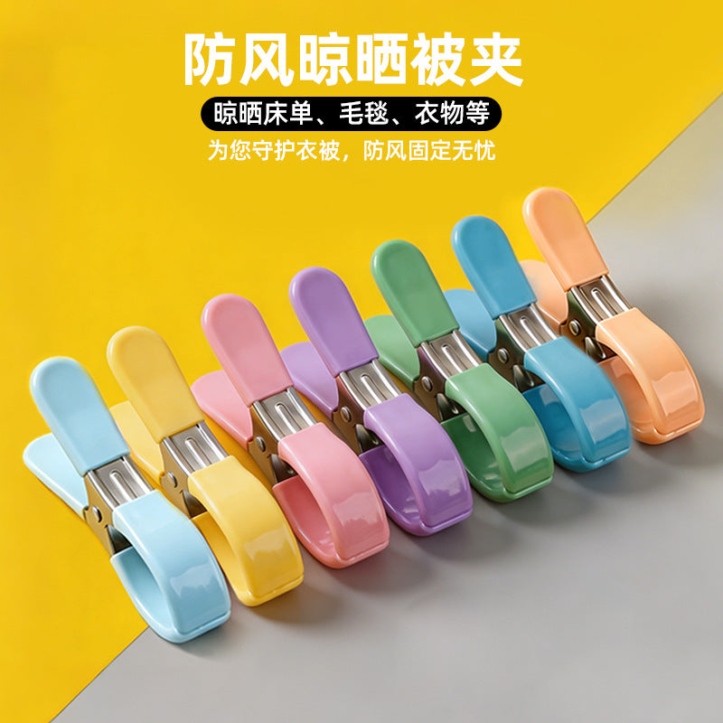 Stainless Steel Laundry Clips with Rubber Tips, Windproof Clothes Pegs for Drying Quilts and Socks