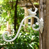 Cast Iron Bird Wall Hook for Hanging Baskets and Planters, Vintage Style Garden Decor