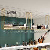 Nordic Gold Iron Wine Rack Vintage Industrial Style Bar Hanging Wine Cabinet Simple Storage Inverted Wine Glass Holder