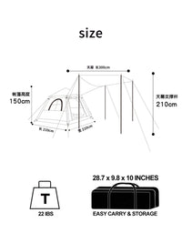 Automatic Pop-Up Camping Tent for 3-5 People with Sunshade