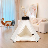 Wooden Pet Teepee Bed for Cats and Small Dogs, Foldable Indoor Pet Tent House