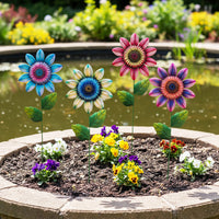 Outdoor Garden Metal Sunflower Stake Decor for Yard and Patio