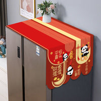 Nordic Style Printed Refrigerator Top Cover Cloth Dust-proof Microwave Oven Cover Towel Universal for Double and Single Door Fridges