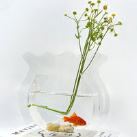 Acrylic Betta Fish Tank, All-in-One Transparent Desktop Aquarium, Small Ecological Ornament
