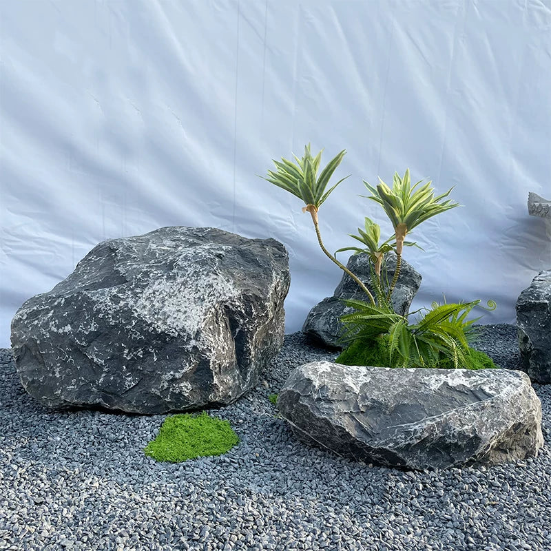 Natural Black Mountain Stone for Japanese Garden Landscaping and Micro-Landscape Decor