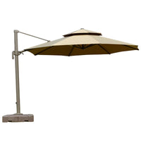 Outdoor Patio Umbrella with Marble Base, Aluminum Alloy Pole, Double-Tiered Canopy for Garden, Villa, Hotel