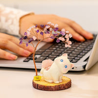 Lucky Cat Crystal Money Tree Diffuser Stone Ornament