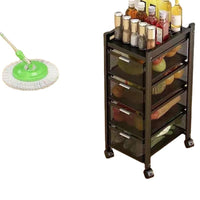 Pull-Out Drawer Kitchen Storage Rack Multi-layer Carbon Steel Organizer for Vegetables and Sundries