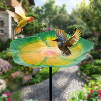 Iron Art Flower Hummingbird Feeder for Outdoor Garden Patio