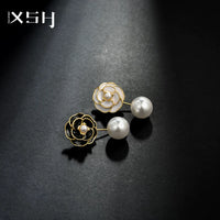 Camellia Anti-Exposure Pearl Brooch Pin for Shirt Collar
