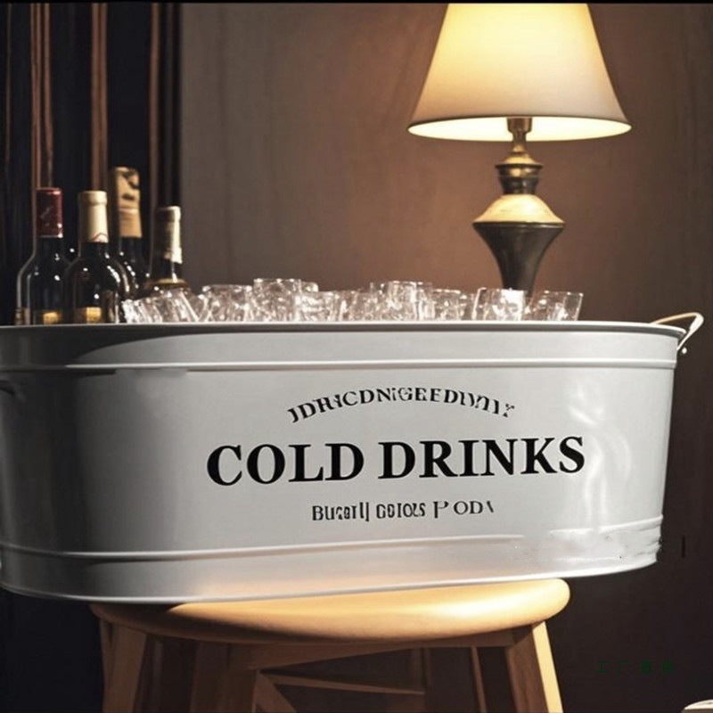 European Style Stainless Steel Ice Bucket for Home Bar Commercial Outdoor Use, Oval Large Champagne Wine Beer Cooler