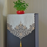 Embroidered Refrigerator Top Cover Dust-proof Cloth for Single/Double Door Fridges & Washing Machines