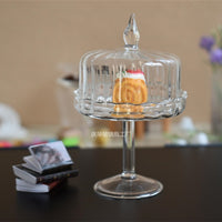 Miniature Dollhouse Glass Cake Dessert Display Dome Fruit Plate Ice Cream Cup