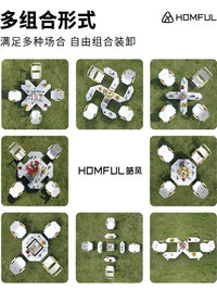 Outdoor Stainless Steel Folding IGT Camping Table with Fire Pit for BBQ & Tea Ceremony