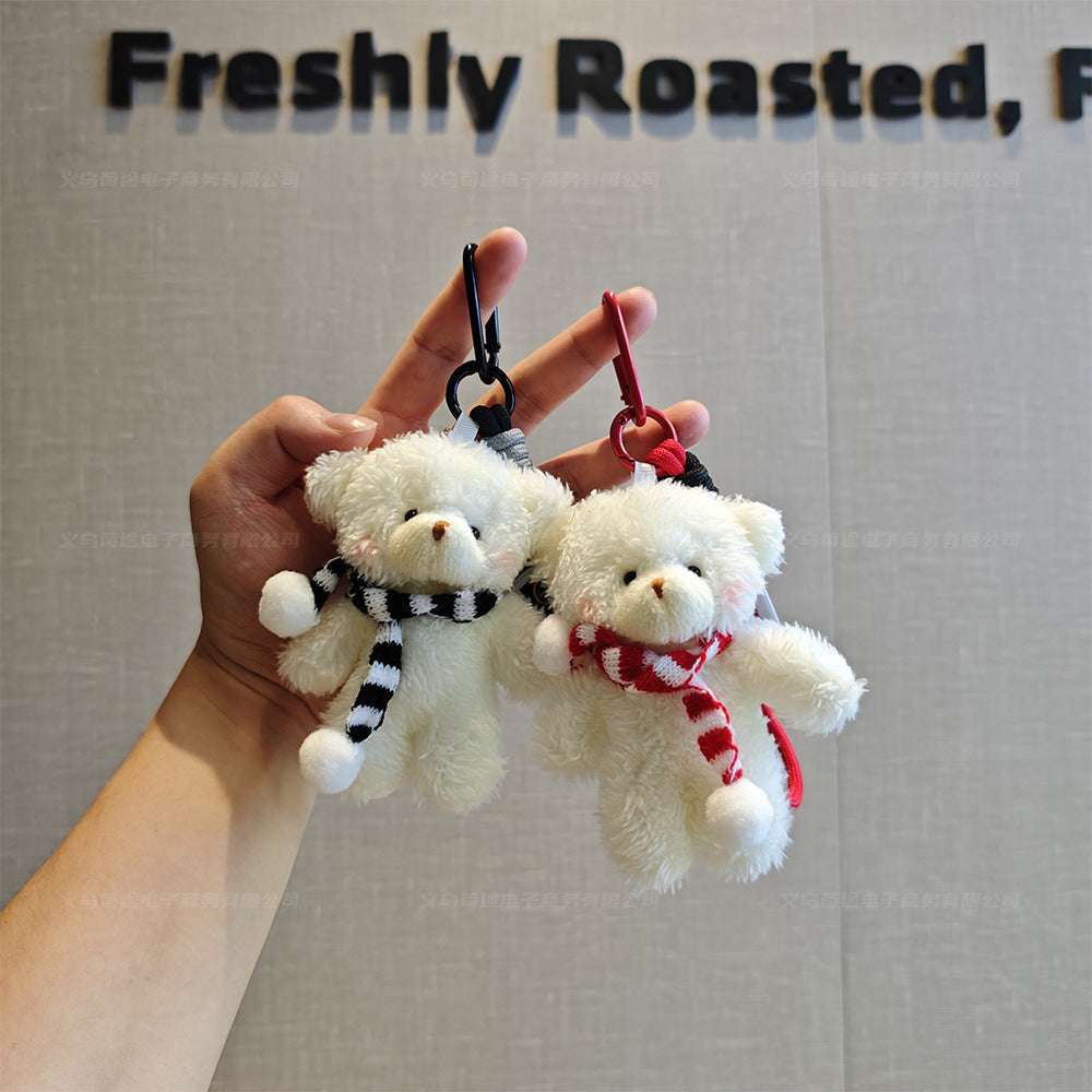 Christmas Blushed Plush Teddy Bear Scarf Keychain Pendant for Bags & Keys