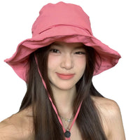 Dopamine Sweet Quick-Dry Bucket Hat for Women, Outdoor Wide Brim Foldable Sun Protection Beach Hat