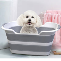 Portable Foldable Pet Bathtub Washing Basin for Dogs Cats, Multi-functional Storage Basket Laundry Hamper