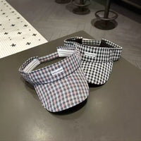 Korean Style Plaid Open-Top Sun Visor for Outdoor Sports & UV Protection