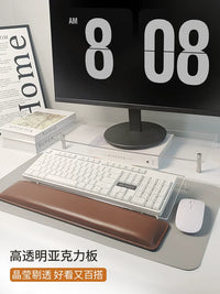 Acrylic Keyboard Riser Stand with Wrist Rest and Light Base for Desk Organization