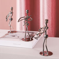 Iron Art Musician Figurine Pen Holder Set - Creative Desktop Decor