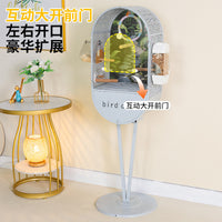Large Transparent Bird Cage for Parakeets Cockatiels Peonies Finches, Standing Villa Style Birdhouse