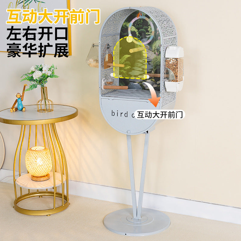 Bird Villa Cage for Parakeets Cockatiels Lovebirds, Large Standing Aviary for Home Use