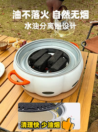 Pumpkin-Shaped Outdoor Charcoal Grill Set for BBQ and Tea Brewing