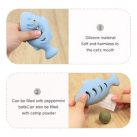 Catnip Fish Chew Toy for Cats, Silicone Self-Play Teaser with Mint Ball