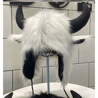 Warm Faux Fur Trapper Hat with Horns for Winter Cycling