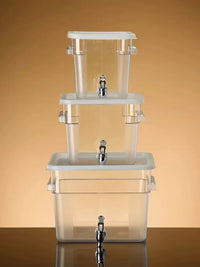 Thickened PC Beverage Dispenser with Faucet, Round/Square Cold Drink Ice Bucket for Iced Tea, Juice, Milk