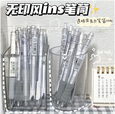 INS Style Acrylic Transparent Pen Holder for Desk Organization