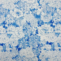 Elegant Blue and White Porcelain Floral Cotton Fabric for DIY Apparel and Crafts