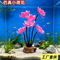 Artificial Lotus Flower Aquarium Ornament for Fish Tank Landscaping and Decor
