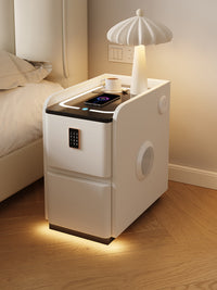 Smart Nightstand, Ultra-Narrow Bedside Table for Small Spaces, Modern Minimalist Solid Wood, No Assembly Required