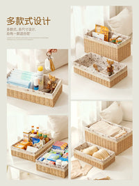 Hand-Woven Rattan Storage Basket for Desk, Snacks, Remotes, Bedside, or Wardrobe