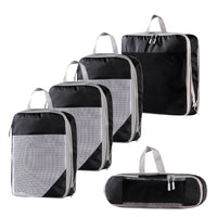 Travel Compression Packing Cubes Set with Toiletry Bag and Shoe Pouch