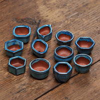 Miniature Blue Ceramic Succulent Planter Pot with Cartoon Design
