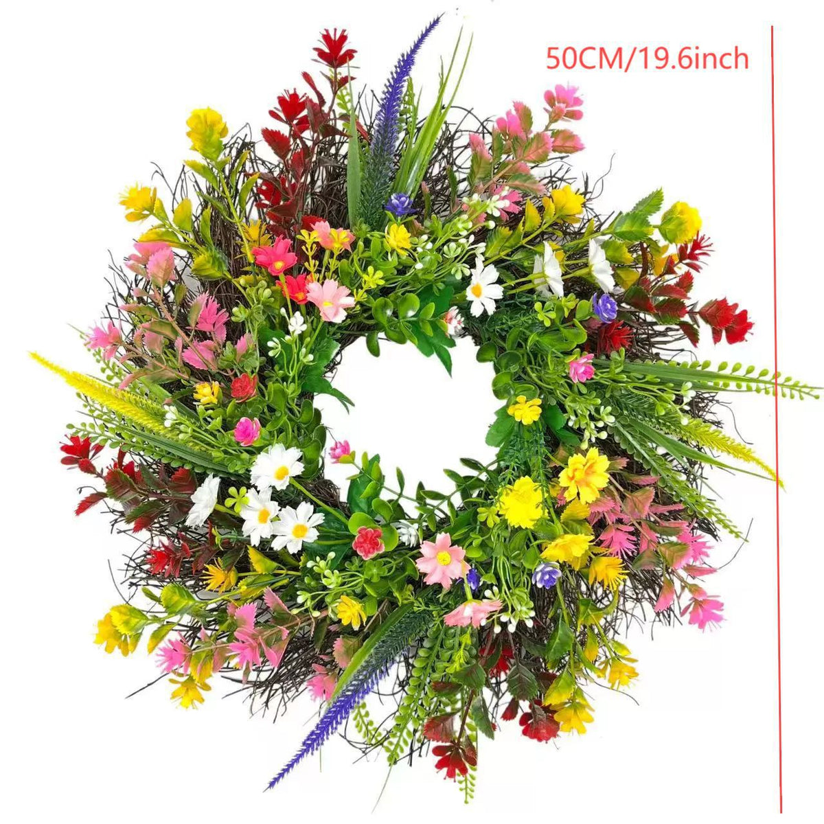 Texas Wildflower Daisy Wreath for Front Door Decor