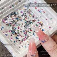 1440pcs Mini Flatback Rhinestones for Nail Art, Macaron Mixed Shapes Heart Butterfly Nail Decorations