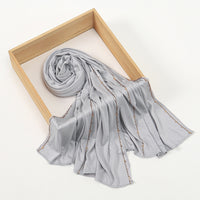 Modal Solid Color Rhinestone Long Scarf for Women - Soft Silky Cotton Feel