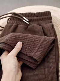 Men's Waffle Knit Loose Straight Leg Casual Pants