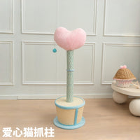 Heart-Shaped Sisal Cat Scratching Post with Wooden Base