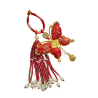 Song Brocade Butterfly Tassel Charm for Hanfu Qipao Keychains Car Decor