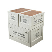Foldable Car Trunk Storage Box with Wooden Lid for Camping and Home Organization