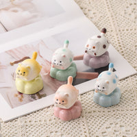 Ceramic Rotating Cute Animal Cat Desktop Ornament for Office Stress Relief