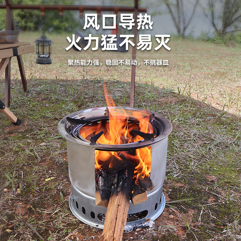 Portable Folding Camping Wood Stove Multi-functional Outdoor Windproof Picnic Cooker BBQ Grill